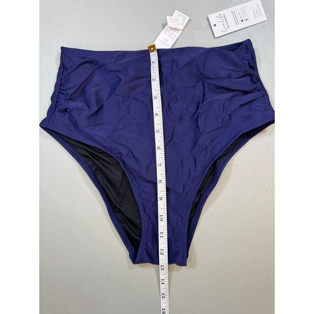 NWT Cupshe Navy High Waisted Bikini Bottoms Size Small - Picture 2 of 6